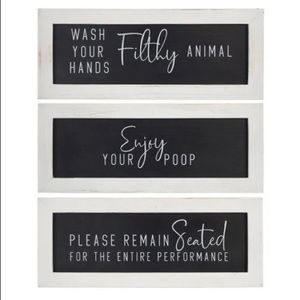 BRAND NEW!! Bathroom Humor Wall Art/Decor (Set of 3)